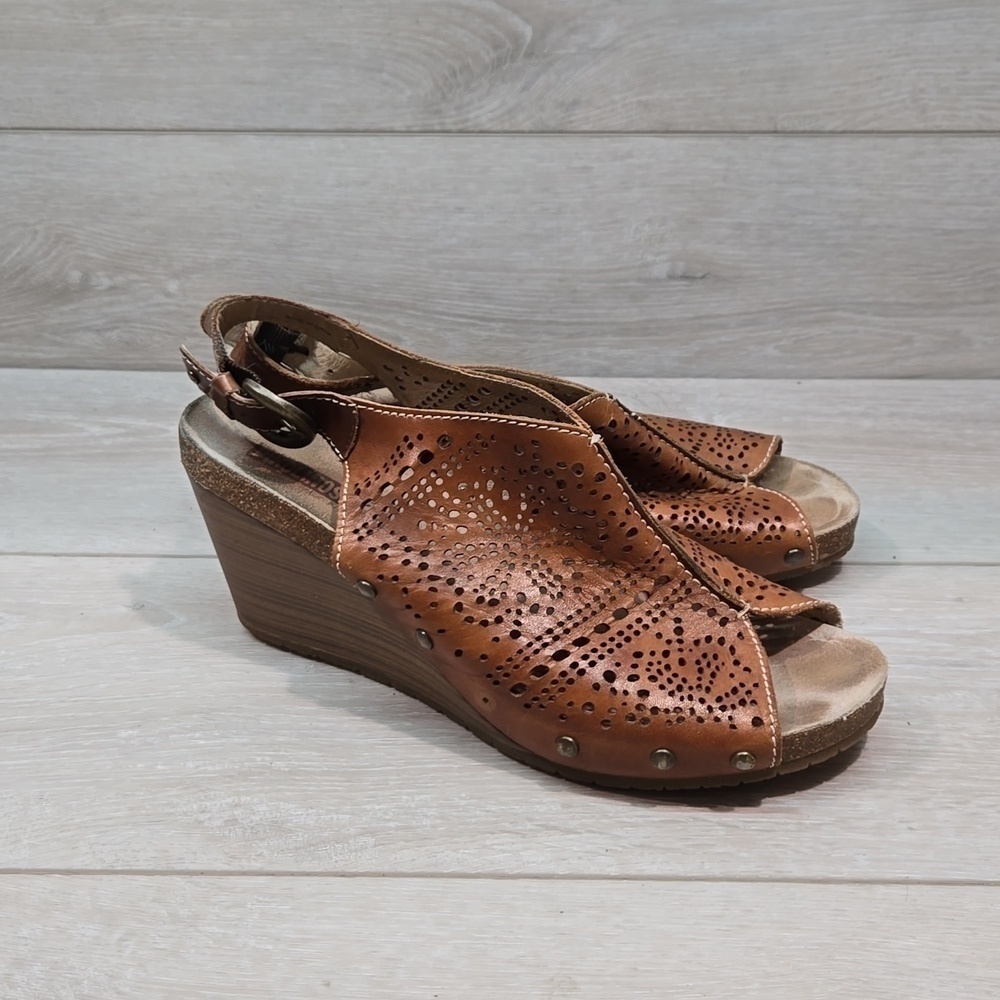 Pikolinos Women Leather Wedge Sandals shoes sz 41/10.5-11
